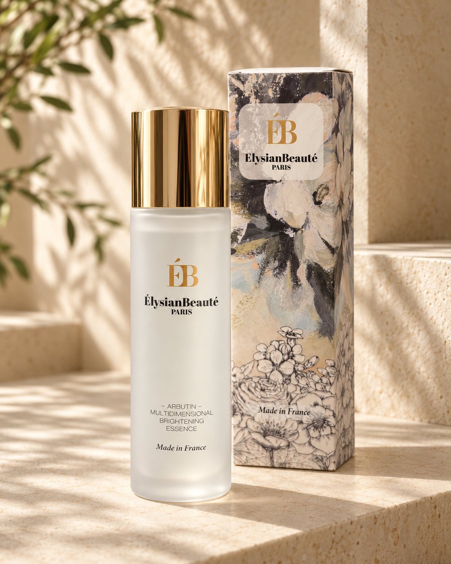 Arbutin brightening essence, the bottle and its box